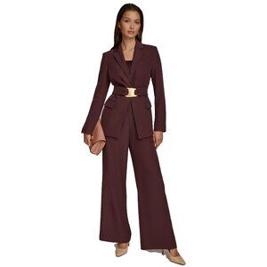 Donna Karan New York Womens Hardware-Detail Belted Jacket Brandywine Sz 0 NWT